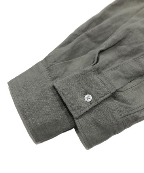 HEUGN（ユーゲン）HEUGN (ユーゲン) Linen Rob ヘビーリネンバンドカラーシャツ/ノーカラーシャツ グレー サイズ:3の古着・服飾アイテム