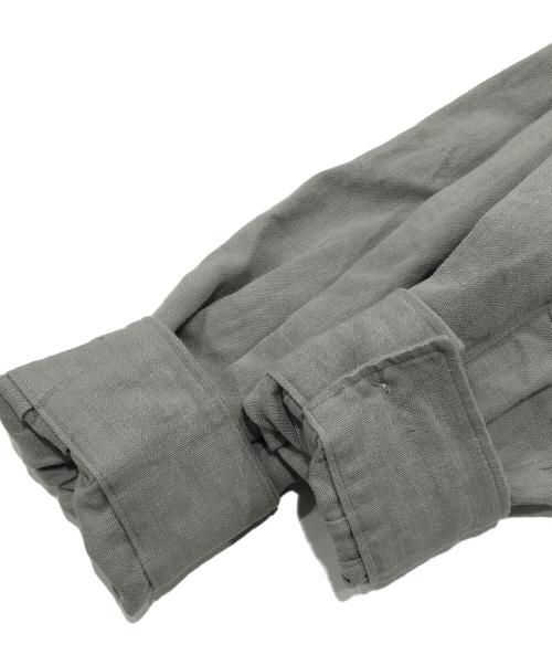 HEUGN（ユーゲン）HEUGN (ユーゲン) Linen Rob ヘビーリネンバンドカラーシャツ/ノーカラーシャツ グレー サイズ:3の古着・服飾アイテム