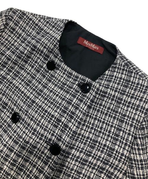 Max Mara Studio（マックスマーラ ストゥディオ）Max Mara Studio (マックスマーラ ストゥディオ) ダブルツイードジャケット/ベルト付きジャケット ホワイト×ブラック サイズ:44の古着・服飾アイテム