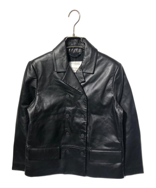 SPORT MAX（スポーツマックス）SPORT MAX (スポーツマックス) ラムレザーダブルブレストジャケット/レザージャケット ブラック サイズ:38の古着・服飾アイテム