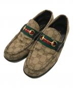 GUCCIグッチ）の古着「GGキャンバスビットローファー」｜ブラウン