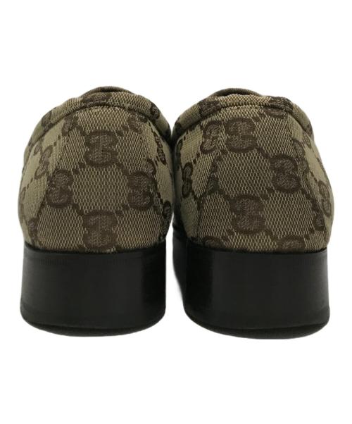 GUCCI（グッチ）GUCCI (グッチ) GGキャンバスビットローファー ブラウン サイズ:37 1/2の古着・服飾アイテム