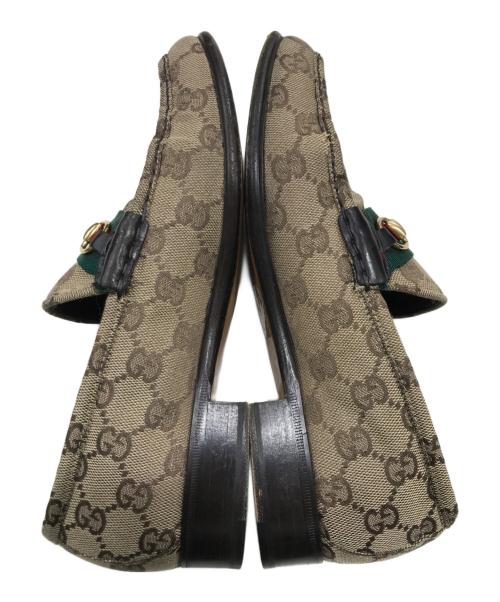 GUCCI（グッチ）GUCCI (グッチ) GGキャンバスビットローファー ブラウン サイズ:37 1/2の古着・服飾アイテム