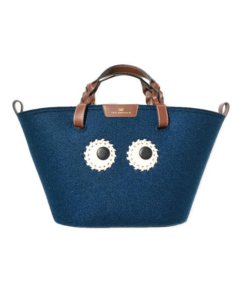 ANYA HINDMARCH（アニヤ・ハインドマーチ）ANYA HINDMARCH (アニヤ・ハインドマーチ) EYES フェルトトート ネイビーの古着・服飾アイテム