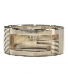 GUCCI（グッチ）の古着「ブランデッドGワイドリング」｜シルバー