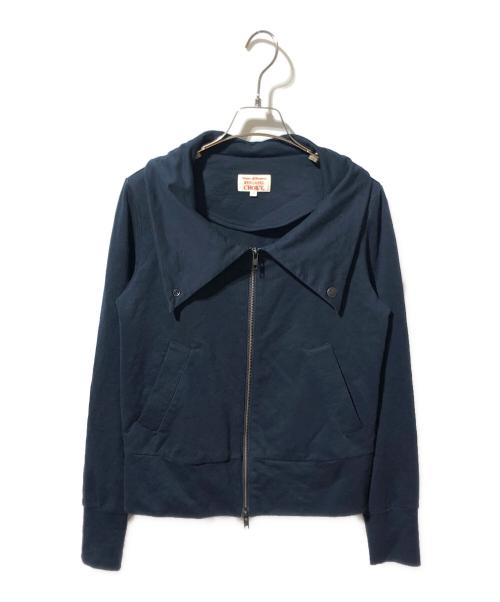 Vivienne Westwood RED LABEL（ヴィヴィアンウエストウッドレッドレーベル）Vivienne Westwood RED LABEL (ヴィヴィアンウエストウッドレッドレーベル) ビッグカラーショートブルゾン ネイビー サイズ:2の古着・服飾アイテム
