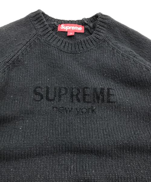 SUPREME（シュプリーム）SUPREME (シュプリーム) Flocked Logo Sweater/ロゴニット ブラック サイズ:Sの古着・服飾アイテム
