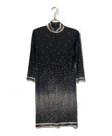 LEONARD FASHION（レオナールファッション）の古着「ドットシルク混ニットワンピース」｜ブラック