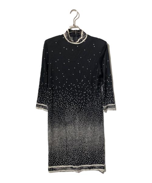 LEONARD FASHION（レオナールファッション）LEONARD FASHION (レオナールファッション) ドットシルク混ニットワンピース ブラック サイズ:Lの古着・服飾アイテム