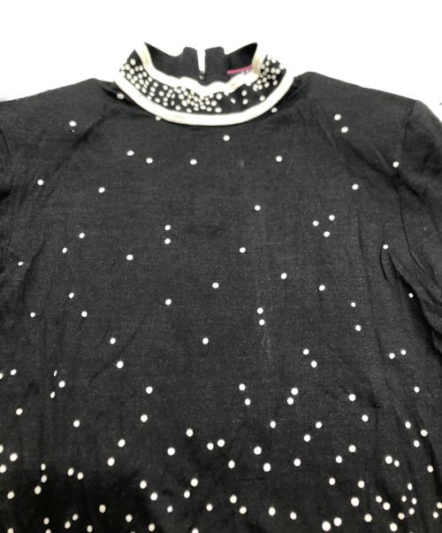 LEONARD FASHION（レオナールファッション）LEONARD FASHION (レオナールファッション) ドットシルク混ニットワンピース ブラック サイズ:Lの古着・服飾アイテム