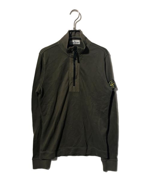 STONE ISLAND（ストーンアイランド）STONE ISLAND (ストーンアイランド) ガーメントダイハーフジップニット グリーン サイズ:Sの古着・服飾アイテム