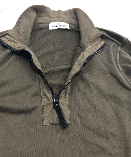 STONE ISLAND（ストーンアイランド）STONE ISLAND (ストーンアイランド) ガーメントダイハーフジップニット グリーン サイズ:Sの古着・服飾アイテム