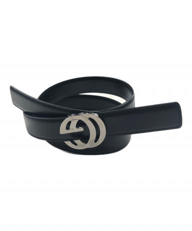 中古・古着通販】GUCCI (グッチ) ロゴバックルレザーベルト ブラック