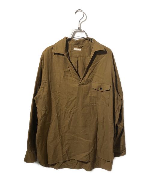 ULTERIOR（アルテリア）ULTERIOR (アルテリア) パウダリー ソフト ツイル スキッパー シャツ ブラウン サイズ:3の古着・服飾アイテム