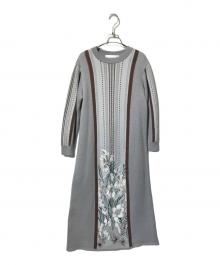 MURRAL（ミューラル）の古着「Framed flower knit dress/ニットワンピース」｜グレー