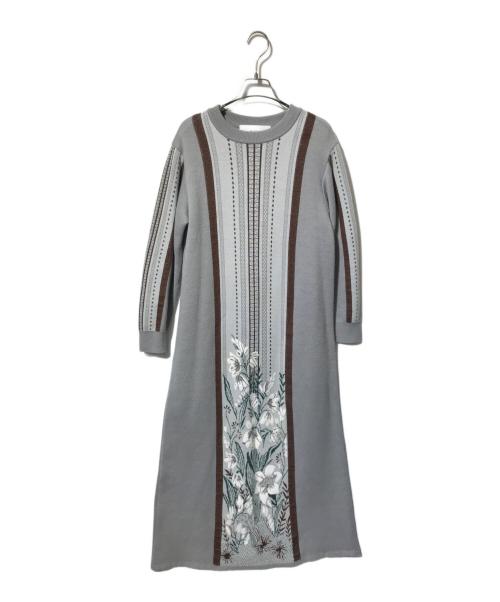 MURRAL（ミューラル）MURRAL (ミューラル) Framed flower knit dress/ニットワンピース グレー サイズ:2の古着・服飾アイテム