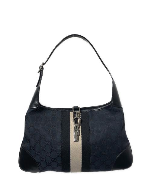 GUCCI（グッチ）GUCCI (グッチ) GGキャンバス ジャッキー レザーショルダーバッグ ネイビーの古着・服飾アイテム