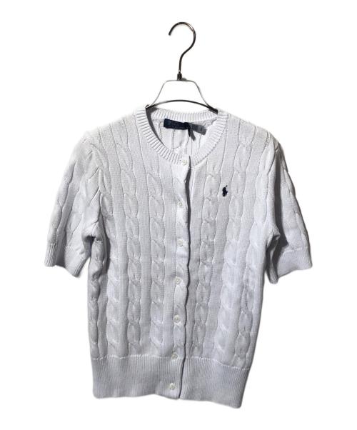 POLO RALPH LAUREN（ポロ・ラルフローレン）POLO RALPH LAUREN (ポロ・ラルフローレン) S/Sケーブルニットカーディガン ホワイト サイズ:Sの古着・服飾アイテム