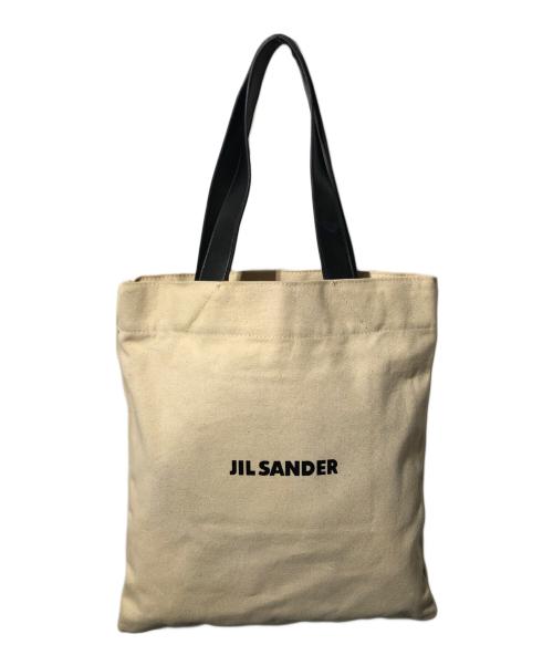 JIL SANDER（ジルサンダー）JIL SANDER (ジルサンダー) キャンバスレザートートバッグ ベージュ×ブラックの古着・服飾アイテム