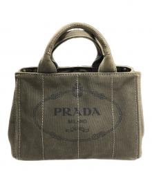 PRADA（プラダ）の古着「カナパミニトートバッグ」｜グリーン