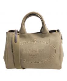 PRADA（プラダ）の古着「カナパロゴジャガード2WAYバッグ」｜ブラウン