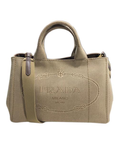 PRADA（プラダ）PRADA (プラダ) カナパロゴジャガード2WAYバッグ ブラウンの古着・服飾アイテム