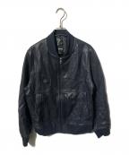 BOSS HUGO BOSSボス ヒューゴボス）の古着「レザーブルゾン/レザージャケット」｜ネイビー