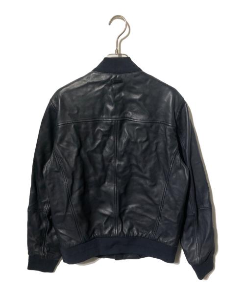 BOSS HUGO BOSS（ボス ヒューゴボス）BOSS HUGO BOSS (ボス ヒューゴボス) レザーブルゾン/レザージャケット ネイビー サイズ:46Aの古着・服飾アイテム