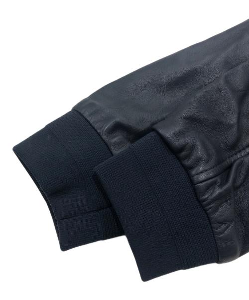 BOSS HUGO BOSS（ボス ヒューゴボス）BOSS HUGO BOSS (ボス ヒューゴボス) レザーブルゾン/レザージャケット ネイビー サイズ:46Aの古着・服飾アイテム