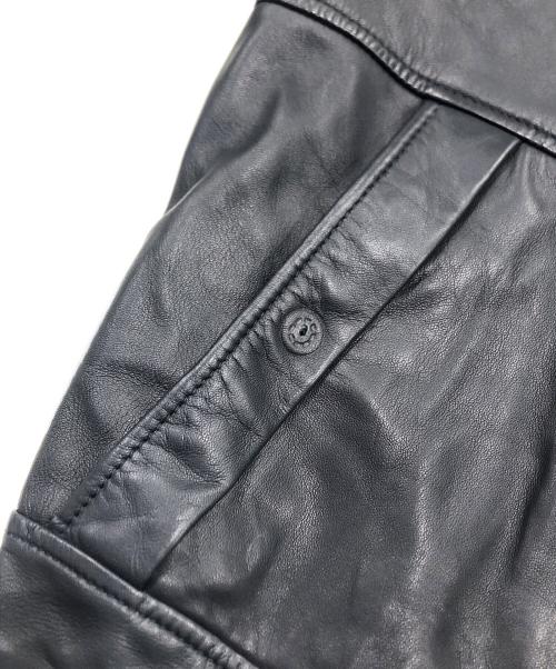 BOSS HUGO BOSS（ボス ヒューゴボス）BOSS HUGO BOSS (ボス ヒューゴボス) レザーブルゾン/レザージャケット ネイビー サイズ:46Aの古着・服飾アイテム