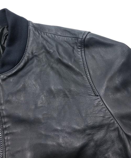 BOSS HUGO BOSS（ボス ヒューゴボス）BOSS HUGO BOSS (ボス ヒューゴボス) レザーブルゾン/レザージャケット ネイビー サイズ:46Aの古着・服飾アイテム