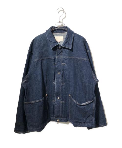 yokosakamoto（ヨウコサカモト）yokosakamoto (ヨウコサカモト) PLEATS JACKET/デニムジャケット インディゴ サイズ:Lの古着・服飾アイテム