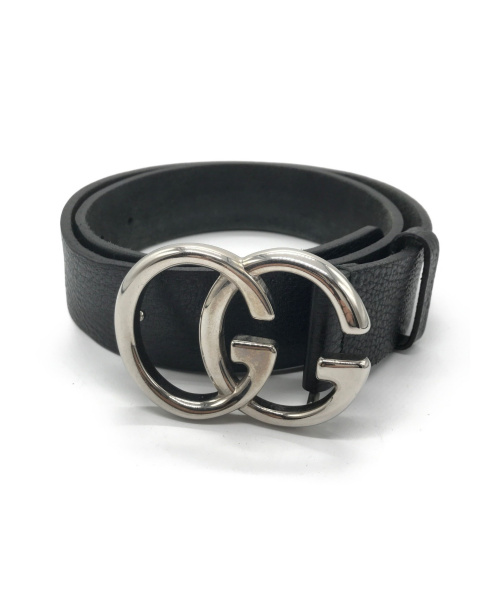 GUCCI（グッチ）GUCCI (グッチ) カーフスキンダブルGベルト ブラックの古着・服飾アイテム