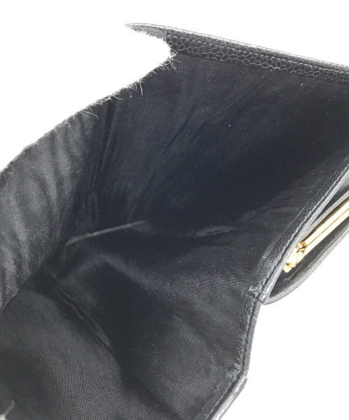 CHANEL（シャネル）CHANEL (シャネル) ココマークキャビアスキンガマグチロングウォレット ブラックの古着・服飾アイテム