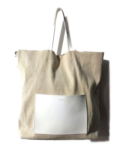 YAHKI（ヤーキ）YAHKI (ヤーキ) canvas×leather TOTE BAG アイボリーの古着・服飾アイテム