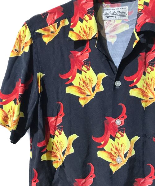 WACKO MARIA（ワコマリア）WACKO MARIA (ワコマリア) HAWAIIAN SHIRT S/S/ハイビスカスハワイアンシャツ ブラック×レッド サイズ:Mの古着・服飾アイテム