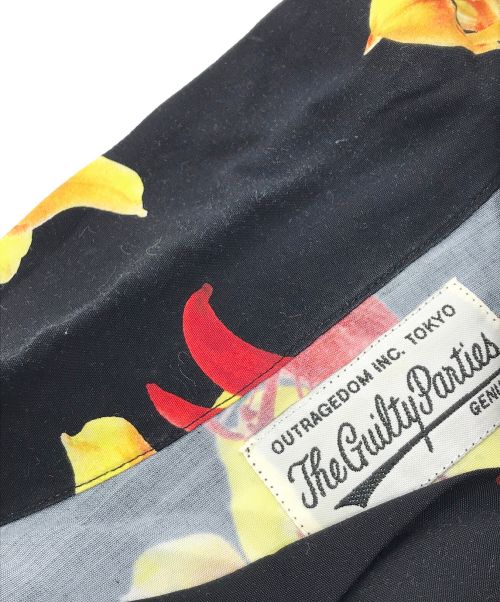 WACKO MARIA（ワコマリア）WACKO MARIA (ワコマリア) HAWAIIAN SHIRT S/S/ハイビスカスハワイアンシャツ ブラック×レッド サイズ:Mの古着・服飾アイテム