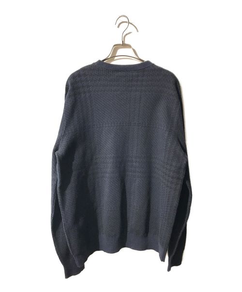 LACOSTE（ラコステ）LACOSTE (ラコステ) カシミヤブレンドコットンジャージハウンドトゥースクルーネック ネイビー サイズ:Lの古着・服飾アイテム