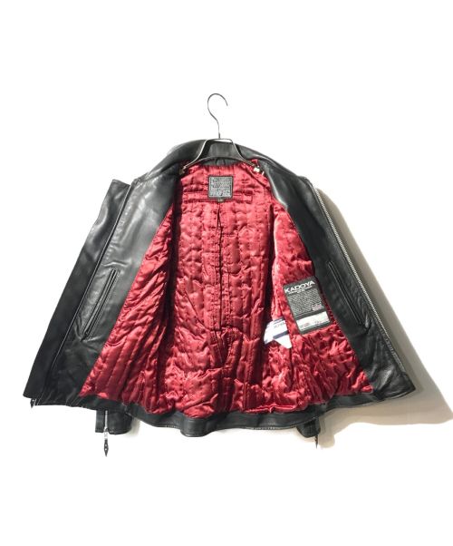 KADOYA（カドヤ）KADOYA (カドヤ) ベルテッドシングルライダースジャケット ブラック サイズ:Lの古着・服飾アイテム