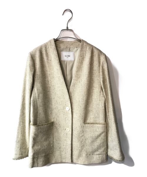SLOBE IENA（スローブ イエナ）SLOBE IENA (スローブ イエナ) ループツイード Vネックジャケット ベージュ サイズ:38の古着・服飾アイテム