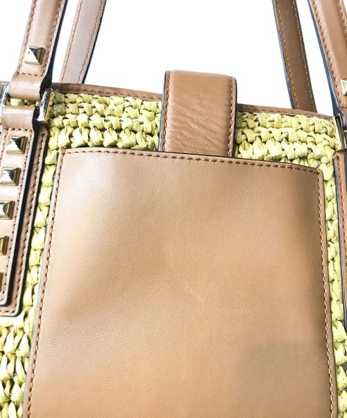 MICHAEL KORS（マイケル・コース）MICHAEL KORS (マイケルコース) カゴバッグ アイボリー×ブラウンの古着・服飾アイテム