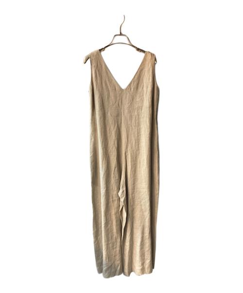 Whim Gazette（ウィムガゼット）Whim Gazette (ウィムガゼット) リネンノースリVネックコンビネゾン ベージュ サイズ:freeの古着・服飾アイテム