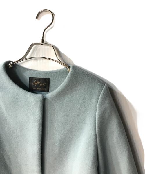 SHIPS（シップス）SHIPS (シップス) SUPER 140's ノーカラーショートコート ブルー サイズ:38の古着・服飾アイテム
