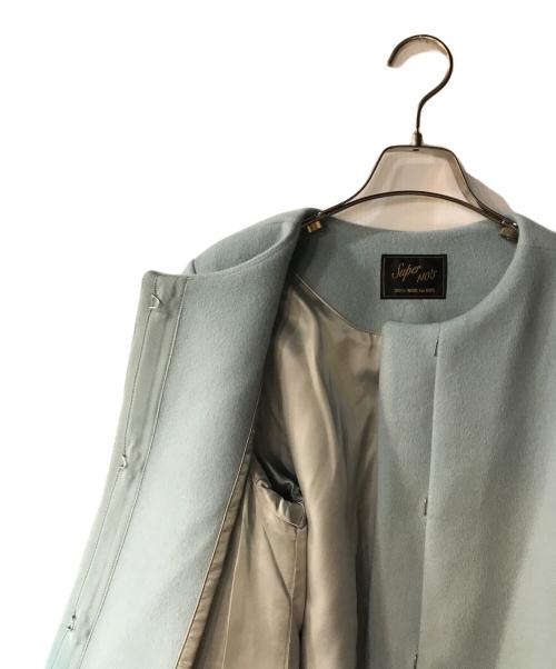 SHIPS（シップス）SHIPS (シップス) SUPER 140's ノーカラーショートコート ブルー サイズ:38の古着・服飾アイテム