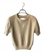 Calvin Klein Jeansカルバンクラインジーンズ）の古着「CKロゴ刺繍半袖リブニット」｜アイボリー