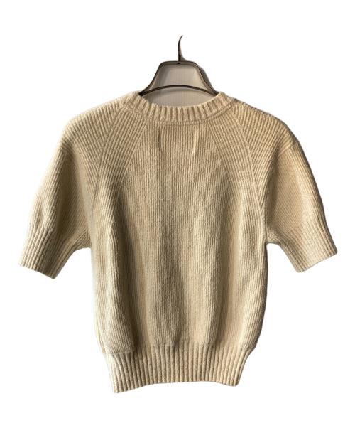 Calvin Klein Jeans（カルバンクラインジーンズ）Calvin Klein Jeans (カルバンクラインジーンズ) CKロゴ刺繍半袖リブニット アイボリー サイズ:Sの古着・服飾アイテム