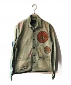 SCOTCH & SODAスコッチアンドソーダ）の古着「ユーティリティ刺繍デニムジャケット」｜グリーン