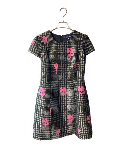 M'S GRACY（エムズグレイシー）M'S GRACY (エムズグレイシー) フラワーモチーフワンピース ブラック サイズ:Mの古着・服飾アイテム