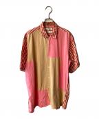 COMME des GARCONS SHIRTコムデギャルソンシャツ）の古着「ブロッキングチェックシャツ」｜レッド×ホワイト