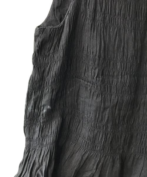 ne quittez pas（ヌキテパ）ne quittez pas (ヌキテパ) Cotton Voile Shirring Sleeveless Dress / ノースリーブギャザーワンピース ブラック サイズ:Sの古着・服飾アイテム